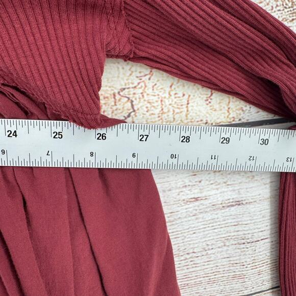 We the Free People Oversized Waterfall Blouse Womens Small Wine Red Boxy Flowy - Picture 8 of 9